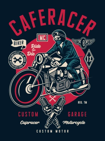 Plantilla de diseño de camiseta de garaje de motocicleta personalizada de Cafe Racer
