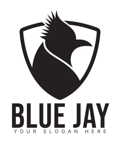 Plantilla de diseño de logotipo de empresa de pájaro azul jay negro