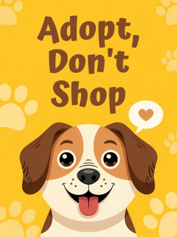 遊び好きな犬の里親募集テンプレート（買わずに譲渡を）チラシやポスター用