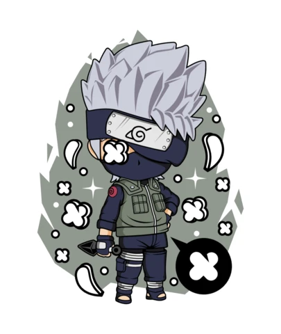 Kakashi Naruto Comic Caricature Pop Culture T-Shirt Design Template