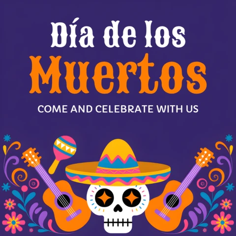 Colorful Día De Los Muertos Celebration Template for Festive Posters