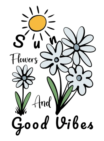 Sun and Flowers Design Template for Positive Vibes T-Shirt