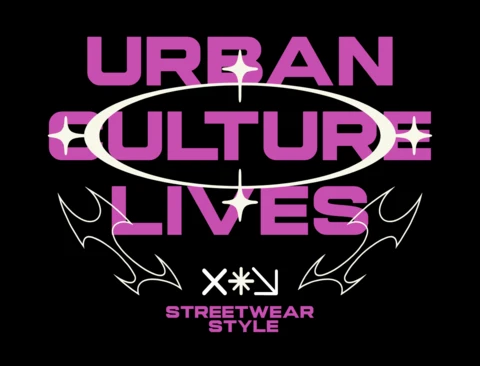 "urbane kultur lebt streetwear-stil mit mutigen grafiken & symbolischer energie t-shirt-designvorlage"