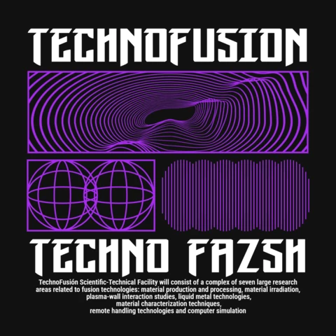 TECHNOFUSION Wave Grid Graphics & Fusion Research Theme T-Shirt Design Template