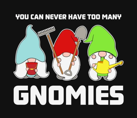 Modelo de design de camiseta de jardinagem com gnomos de jardim