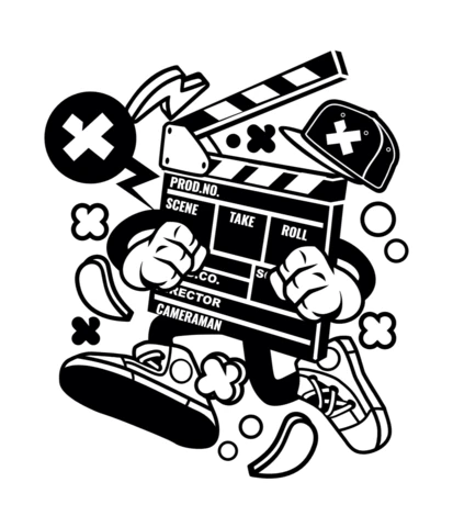 Clapperboard Cartoon Character T-shirt Design Template