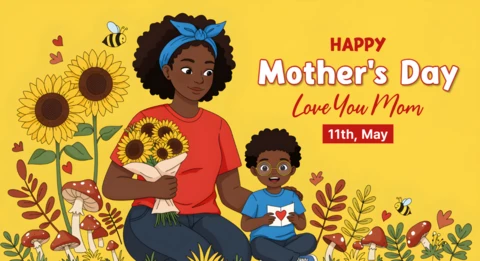 Plantilla editable Feliz Día de la Madre - caprichoso diseño floral para celebrar a mamá
