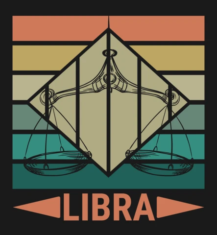 Retro vibes libra signo del zodiaco horóscopo plantilla de diseño de camiseta
