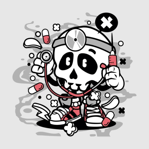 Doctor Skull Cartoon Character Poster Design Template