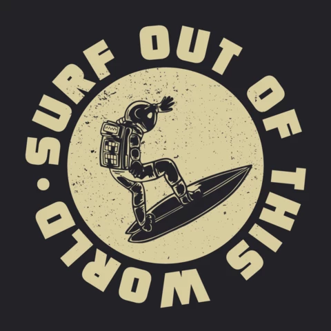 Astronaut Surfing Vintage T-shirt Design Template