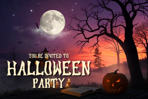 Zaproszenie na straszne przyjęcie halloweenowe z motywem dyni