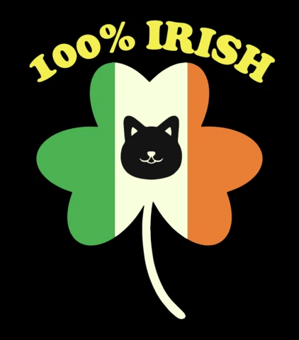 Cat in Shamrock Design Template for St. Patrick's Day Apparel