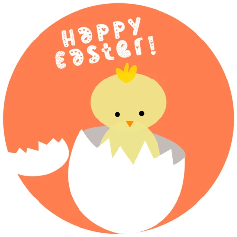 Plantilla de tarjeta de Pascua pollito incubando lindo