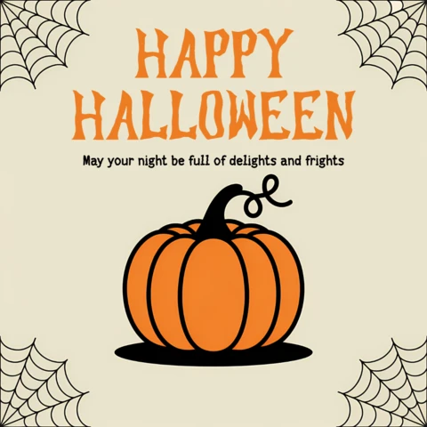 ハッピーハロウィンのカボチャデザインテンプレート、祝賀カード用