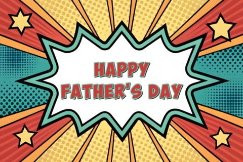Pop Art Father's Day Card Template Design – Editable Comic Style Greeting