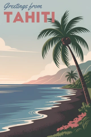 Modèle de design de paradis tropical vintage pour cartes postales