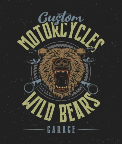 Cabeza de oso motocicletas garaje plantilla de diseño de camiseta