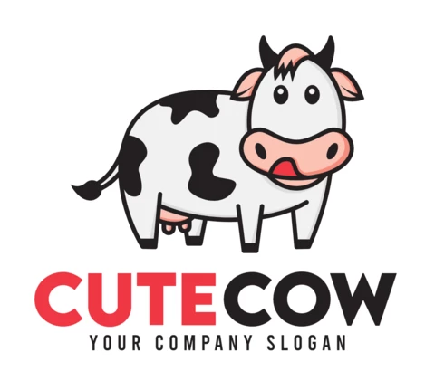 Cute Cow Logo Design Template