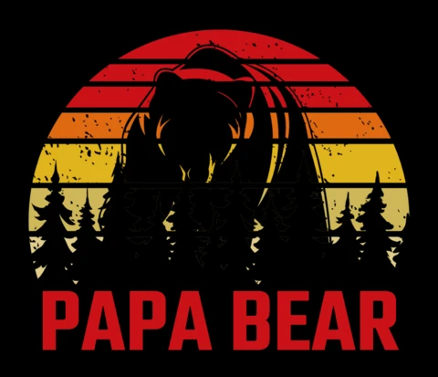 Design vintage do papai urso para o modelo de merchandising do dia dos pais