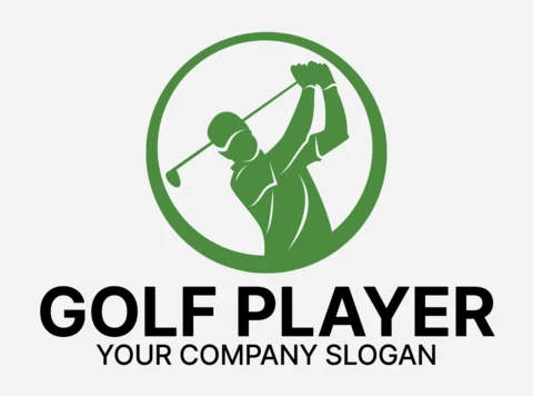 Golf Player Colorful Logo Design Template