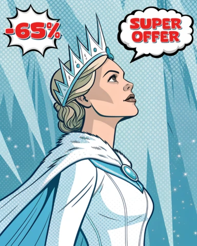 Template di design per volantini promozionali della regina del pop art