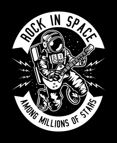 Rock in Space Astronaut T-shirt Design Template