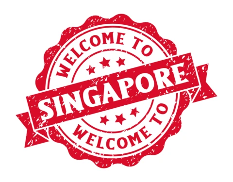 Welcome To Singapore Stamp Logo Design Template