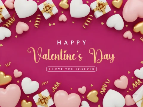 Modèle de carte de vœux pour la Saint-Valentin avec un design de cœur et de cadeau
