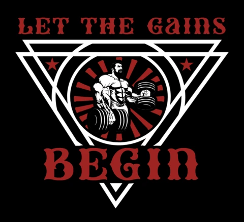 Vintage Gym Motivation T-Shirt Template: Let The Gains Begin