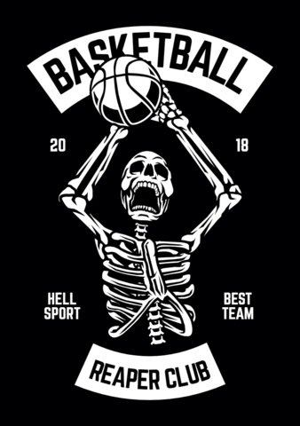 Skull Basketball T-Shirt Design Template