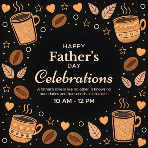 Editable Father's Day Celebration Template with Artistic Coffee Mug Design