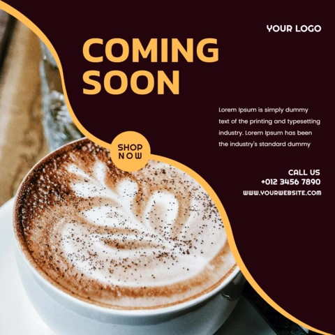 Modèle de conception de messages promotionnels sur les médias sociaux pour les cafés qui arrivent bientôt