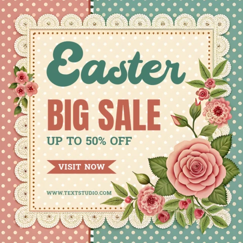 Vintage Floral Easter Sale Template - Editable Design for Promotions