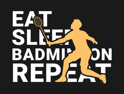 Eat sleep badminton repeat plantilla de diseño de camisetas y merchandising