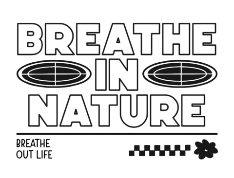 Breathe In Nature Breathe Out Life Minimalist Eco Quote with Symbolic T-Shirt Design Template