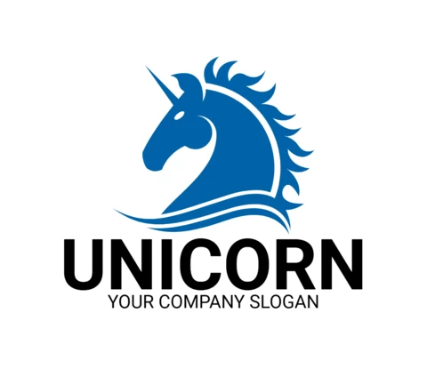 Güçlü tek boynuzlu at logo tasarım şablonu