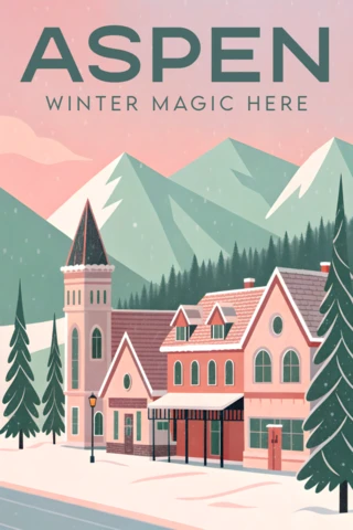 Winter Wonderland Design Template for Aspen Travel Posters