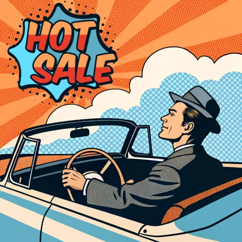 Template de design de venda de arte pop retrô para folhetos promocionais