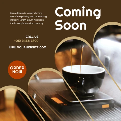 Próximamente, plantilla de diseño para publicación en Instagram de cafetería