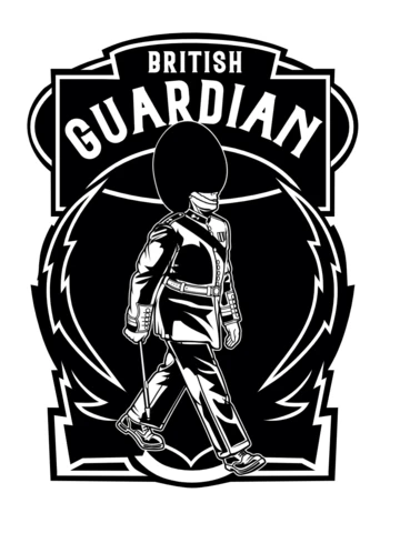 Plantilla de diseño de camiseta de guardián británico.