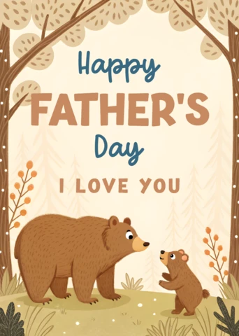 Cute Cub Bear Family Father's Day Design Template