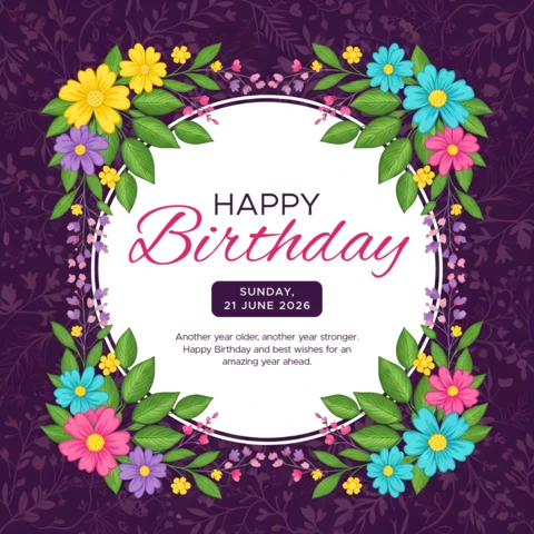 Floral Birthday Invitation Template with Elegant Design for Celebrations