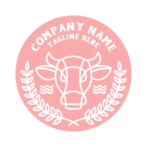 Line Cow Head Stamp Logo Design Template