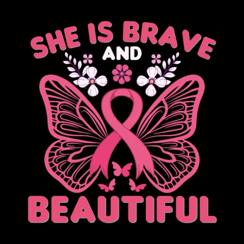 She Is Brave And Beautiful Breast Cancer T-shirt Design Template