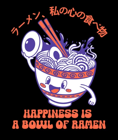 Le bonheur est un bol de ramen modèle de t-shirt pour les amateurs de cuisine japonaise.
