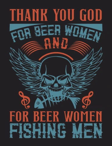 Thank you God for Beer (Obrigado, Deus, pela cerveja) modelo de design de camiseta para mulheres que pescam homens