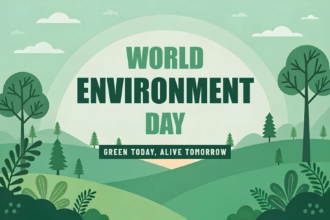 Modelo de design para o dia do meio ambiente com paisagens verdes