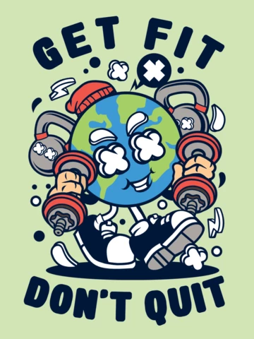 Planet Earth Fitness Character T-Shirt Design Template