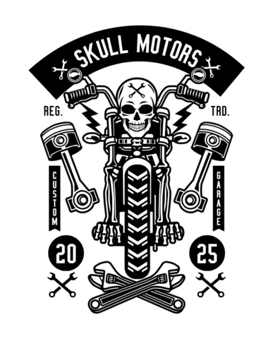 Skull Motors Garage T-shirt Design Template