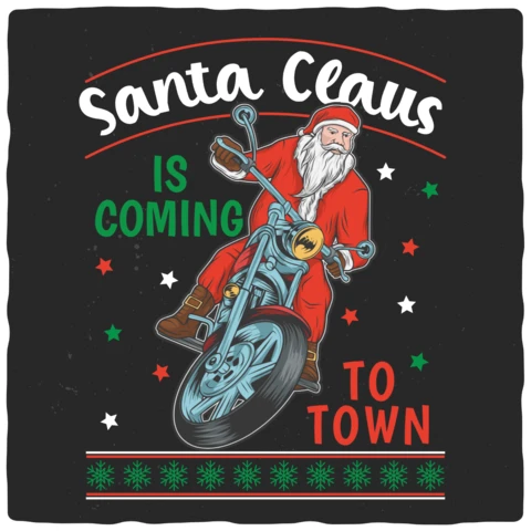 Santa Claus Is Coming To Town T-shirt Design Template